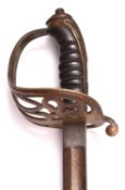 A European (?) infantry officer’s sword, of similar style to the British 1845 pattern, plain blade