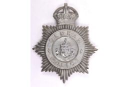 A pre 1952 Oldham Police helmet plate, white metal with traces of chrome plating. GC £30-40