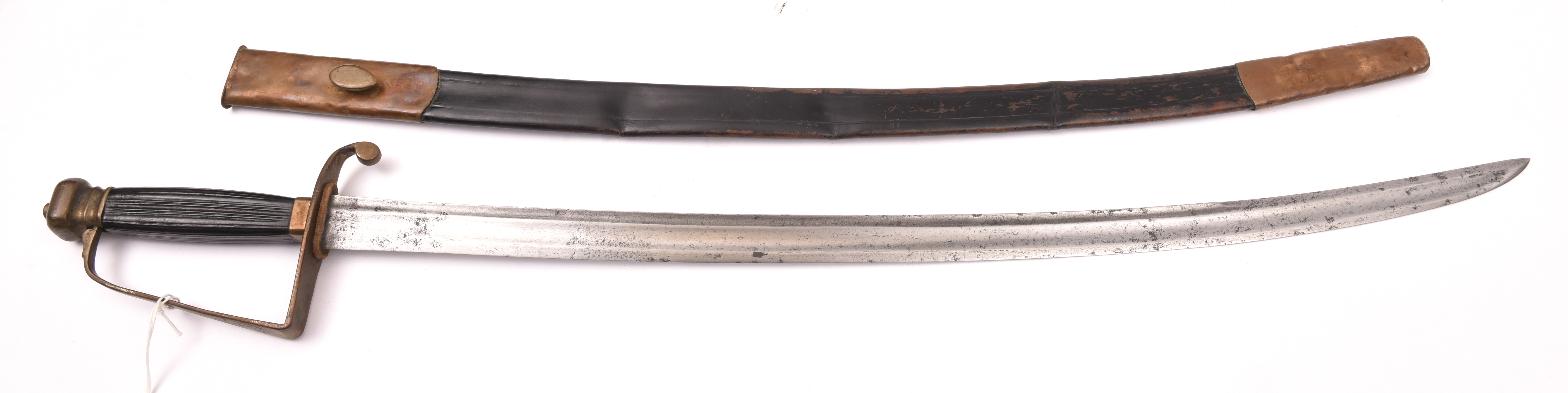 A late 18th century naval officer’s spadroon, slightly curved, fullered blade 25½”, with narrow back - Image 2 of 2
