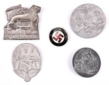 A Third Reich enamelled party type badge D.U.G. Westmark (Lothr), also 4 alloy day badges,