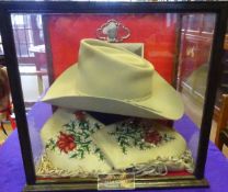 The white stetson and gloves of Roy Rogers, presented to Bryan Mickleburgh in 1989, the stetson made