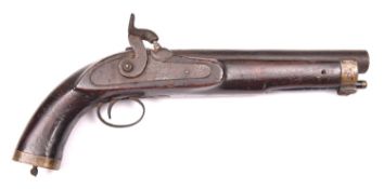An Indian made East India Company type 9 bore percussion holster pistol, 15” overall, barrel 9½”,