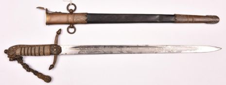 A Victorian Royal Naval Reserve Midshipman’s dirk, fullered blade 17½” etched with crowned anchor