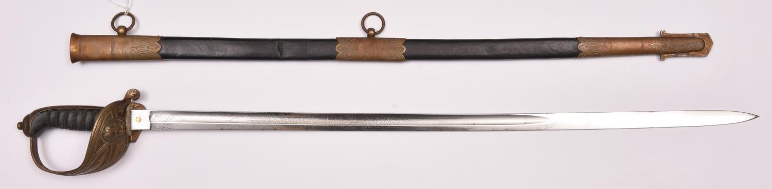 A Victorian 1846 pattern naval sword for Masters, Mates, Midshipmen and Warrant Officers, b lade - Image 2 of 2