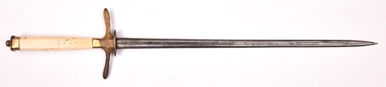 A Georgian naval officer’s dirk, slender DE blade 12”, with central fuller, copper gilt