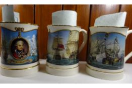 A set of 6 Nelson commemorative tankards, made by Wedgwood, issued by Danbury Mint: Cape St Vincent,