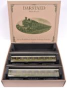 A Darstaed Trains O gauge Southern Railway 2 compartment coach set in lined green livery; Full Third