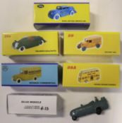 6 reproduction Dinky Toy Vehicles. DTCA Triumph Dolomite Sports Coupe in maroon, No.21/100 produced.