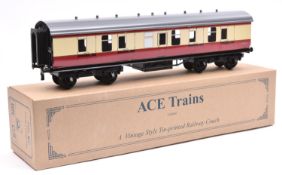 An Ace Trains O gauge BR C/5 bogie Full Brake van in Blood & Custard livery, M80675. Boxed. VGC-