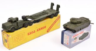 2 Dinky Toys Military Vehicles. Thornycroft Mighty Antar Tank Transporter (660) and a Centurion Tank