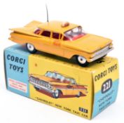 Corgi Toys 'Chevrolet' New York TAXI Cab (221). First version in deep yellow with red interior, TAXI