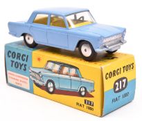 Corgi Toys Fiat 1800 (217). An example in lilac with yellow interior, smooth spun wheels and black