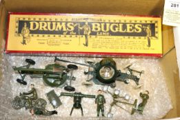 Britains set and other items. A Drum and Bugles of the Line set (No.30), comprising 6x bandsmen.