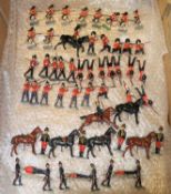 45x Britains soldiers. Including; Set 182; comprising 4x 11th Hussars dismounted with horses.