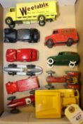 10 Dinky Toys including some restored examples. Guy Van, Weetabix, Muir Hill Dumper, Speed of The