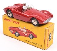French Dinky Maserati Sport 2000 (22A). In gloss deep red, with the same colour seats, ridged plated