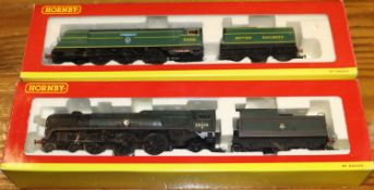 2 Hornby 'OO' gauge Locomotives. British Railways un-rebuilt Battle of Britain class 4-6-2 tender