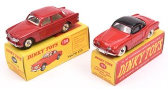 2 Dinky Toys. Volvo 122S (184). In deep red with white interior, spun wheels with black treaded