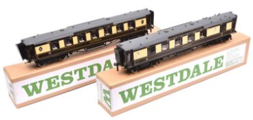 2x Westdale O gauge kit-built Pullman Cars; a First Class Palour Car, Zena, and a First Class Dining