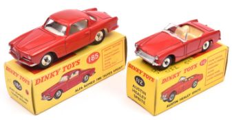 2 Dinky Toys. An Alfa Romeo 1900 Super Sprint (185). Example in red with cream interior, spun wheels