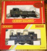 2 Hornby 'OO' gauge locomotives. A S&DJR Class 3F 0-6-0T RN24 (R2882) in unlined black livery.