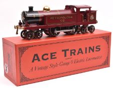 An Ace Trains O gauge Metropolitan Railway 4-4-4T locomotive, 108, in lined maroon livery. For 3