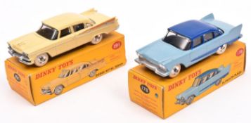 2 Dinky Toys. Plymouth Plaza (178). In light blue with dark blue roof with lower side flash. Plus