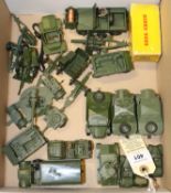 Quantity of Dinky Military items. Dragon Tracked Vehicle, with limber and gun. Light Tank, Mobile