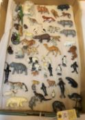 50+ lead Zoo animals by Britains, Johillco, Charbens, etc. Including; ostrich, penguins, camel,