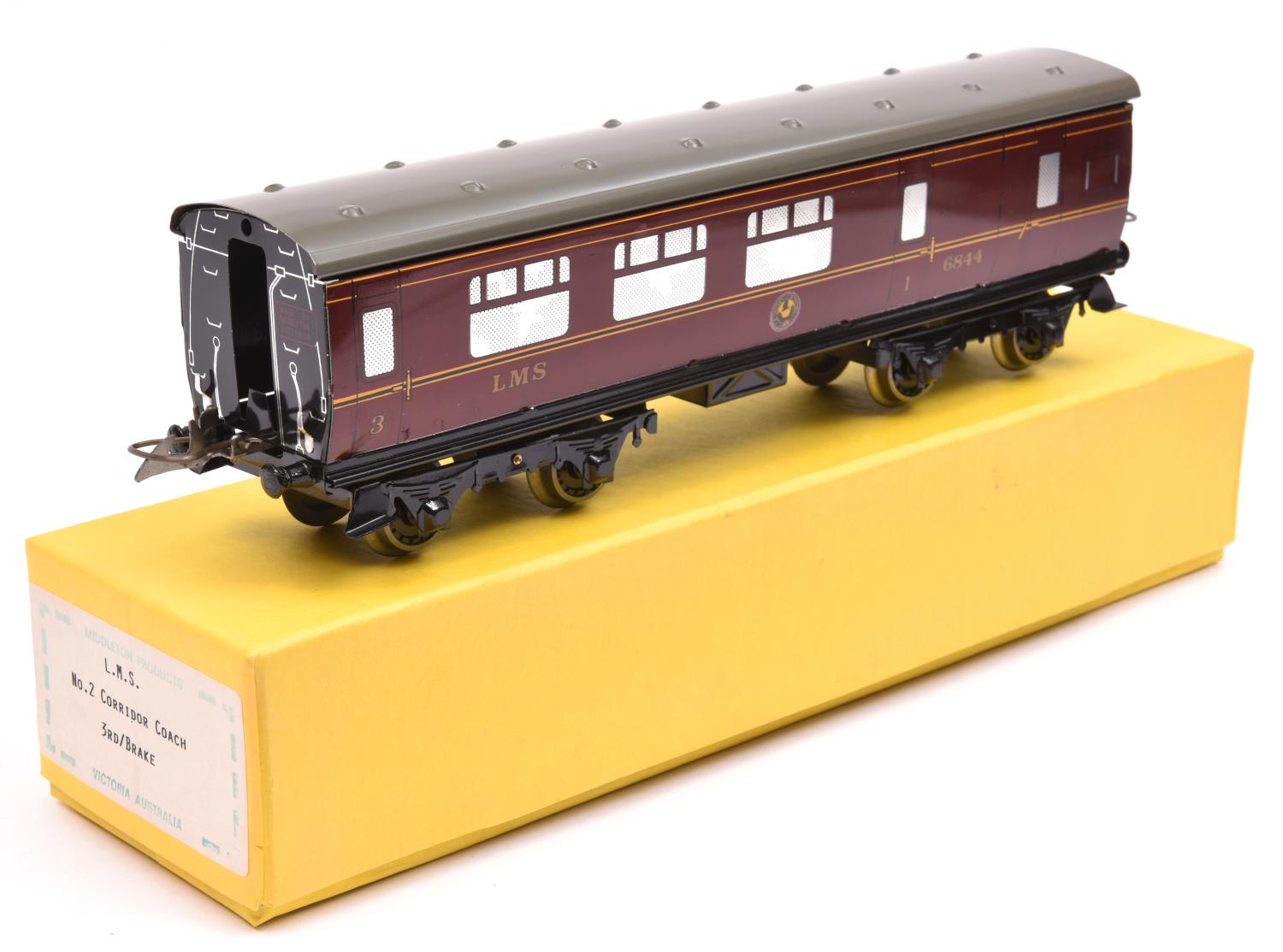 A Middleton Products, Australia, Hornby Series style O gauge tinplate LMS Brake Third coach, 6844.