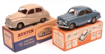 2 Victory Industries 'Point of Sale' battery powered cars. An Austin A40 Somerset in cream with