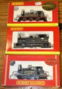 3 Hornby 'OO' gauge tank locomotives. 2x 0-6-0 Terrier's- LBSCR Class A1X, 'Fulham' RN44 (R2605)