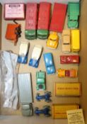 17x Dublo Dinky Toys. 2x AEC Mercury Tankers. 2x Austin Taxis. Bedford Articulated Flat Truck.