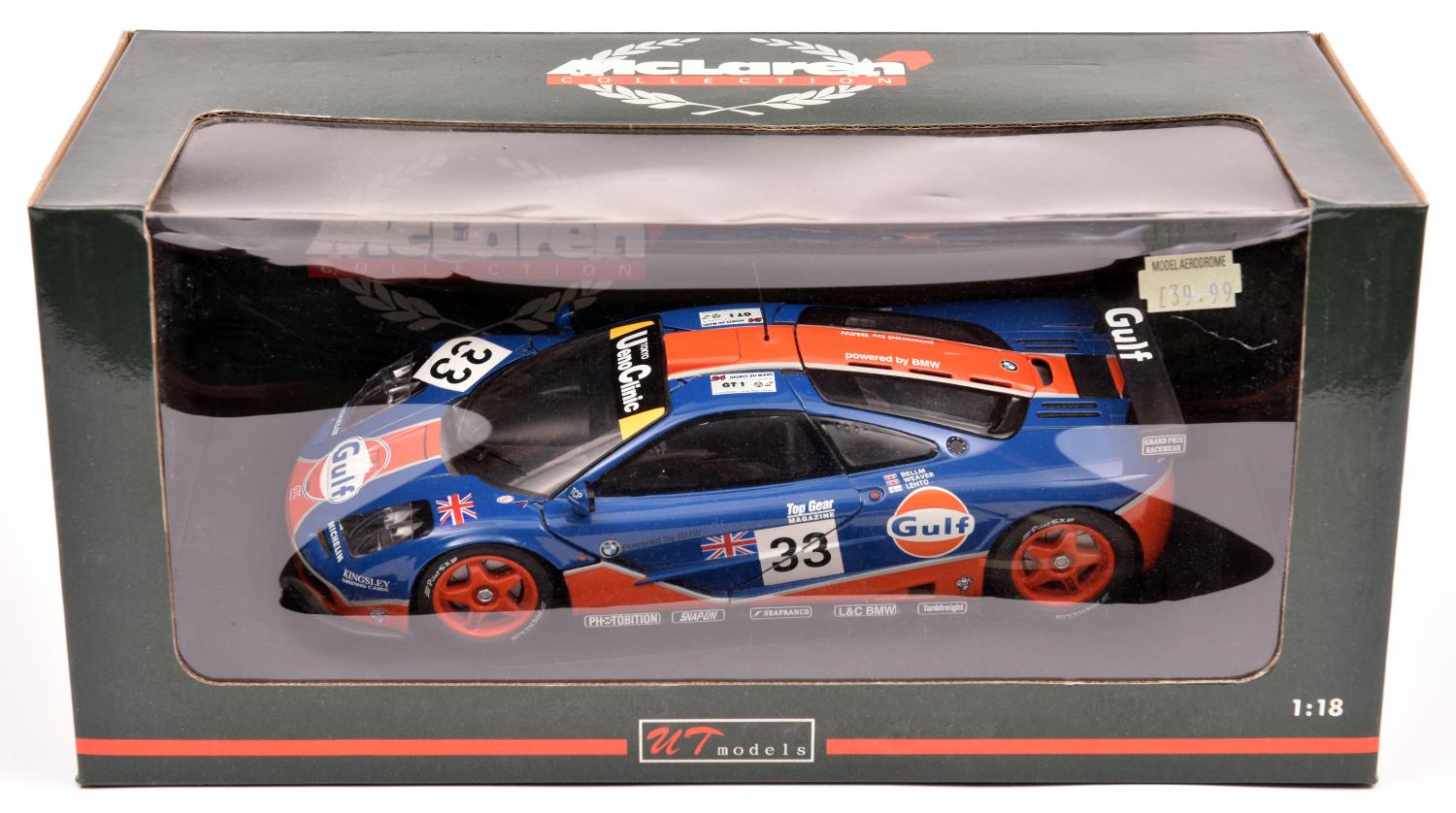 UT Models 1:18 scale 'McLaren Collection' McLaren F1 Le Mans Racing Car. An example in GULF blue and