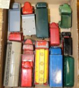 12 Dinky Toys. Guy Van, Ever Ready, Foden DG tanker, AEC Monarch tanker, Bedford articulated