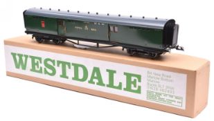 A O gauge kit-built Southern Railway George V Royal Mail van, 4567 in dark green livery. Well