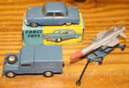 3 Corgi Toys. AN RAF Standard Vanguard Staff Car (352), boxed, some wear. Plus a loose RAF Land