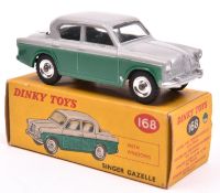 Dinky Toys Singer Gazelle (168). In light grey and dark green with spun wheels and black treaded