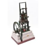 A very well engineered scratchbuilt live steam model of a vertical table engine in the style of a