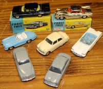 7 Corgi Toys. Chevrolet State Patrol (223). In black with silver flash and yellow interior, labels
