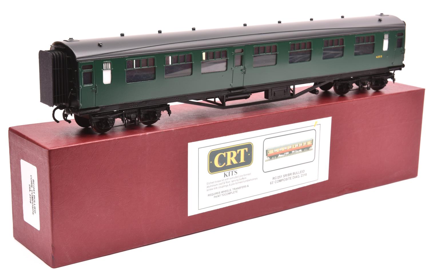 A CRT O gauge kit-built Southern Railway Bulleid Composite corridor coach, 4223, in dark green