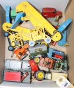 19 Dinky Toys. Massey Harris Tractor, Field Marshall Tractor, 2x Elevator Loader, Fork Lift Truck,