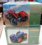 2x Universal Hobbies 1:16 scale model tractors. A Massey Fergusson MF35X tractor (UH2692). A very