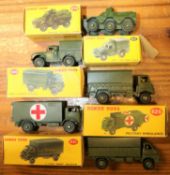 5 Dinky Military. Bedford 3-Ton Army Wagon (621). Army Covered Wagon (623), both complete with tin