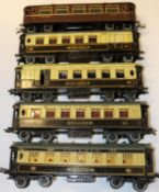 5x Hornby Series O gauge Pullman Cars. 2x Iolanthe and 2x Arcadia, in chocolate and cream livery.