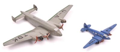 2 Dinky Toys Aircraft. A Light Transport Plane (62m). In dark blue with 'G-ATMH', complete with