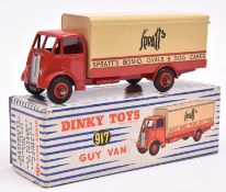 Dinky Supertoys Guy Van 'Spratts' (917). In cream and red livery, red wheels and black tyres,