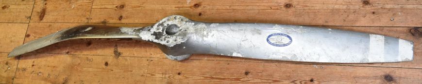 An aluminium propeller from a modern light aircraft. The aircraft was believed to have crashed and