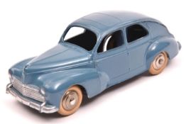 French Dinky Peugeot 203 (24r). In blue with plated ridged wheels with white tyres. VGC-Mint, one