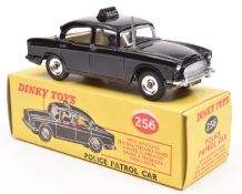 Dinky Toys Humber Hawk Police Car (256). In black with cream interior, sign to roof, aerial to